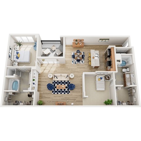 Floor plan for 2 beds, 2 baths, 1531 sqft